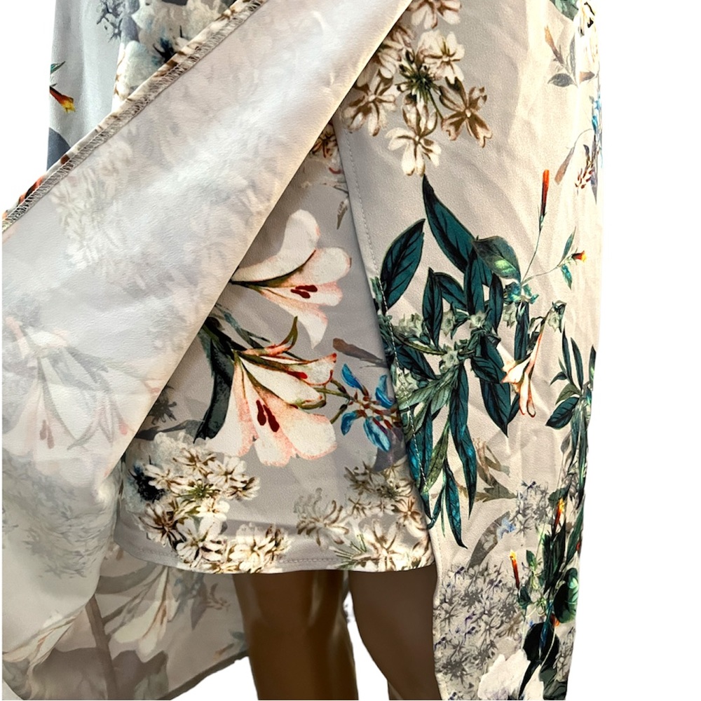 A.B.S. COLLECTION | BLUE FLORAL FUAX WRAP DRESS - Picture 6 of 12